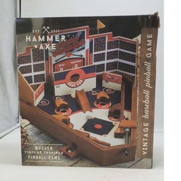 Hammer & Axe Tabletop Baseball Game, Wooden Stadium Pinball Style 100% COMPLETE - Picture 1 of 10